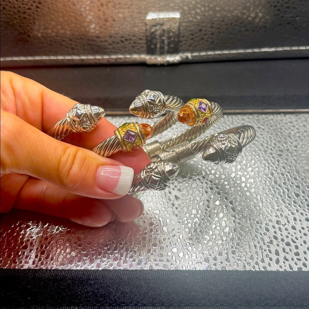 Silver and Gemstone Women's bangles $98.00 Each Citrine With Amethyst & Ruby - Picture 2 of 7